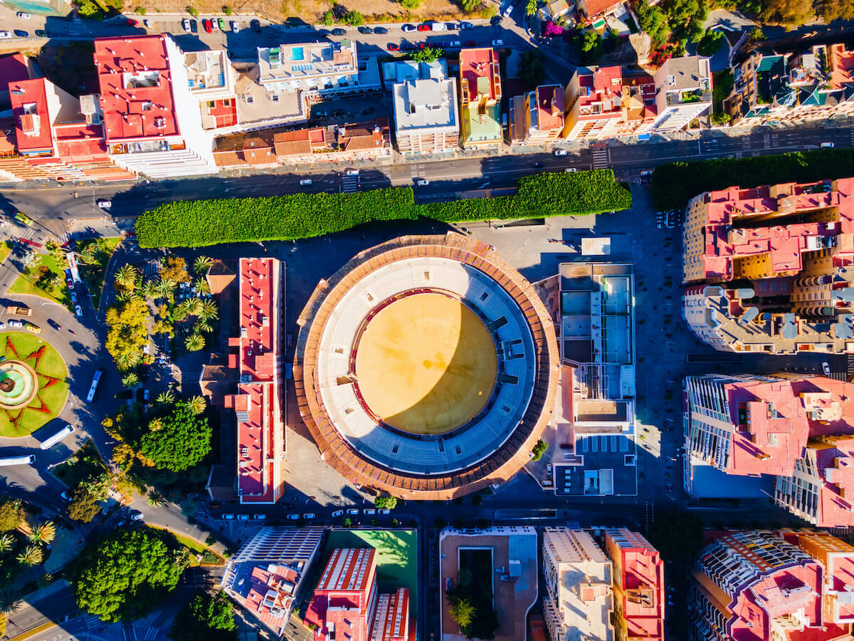 vista aerea playa de toros de Málaga